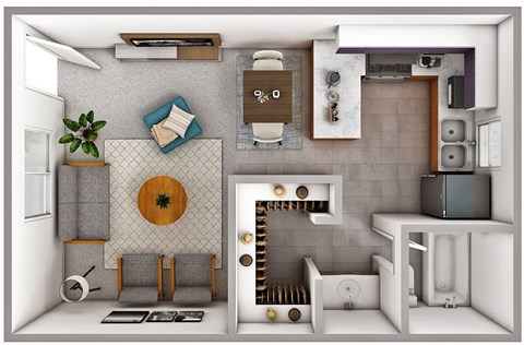 Floor plan for studio, 1 bath, 460 sqft